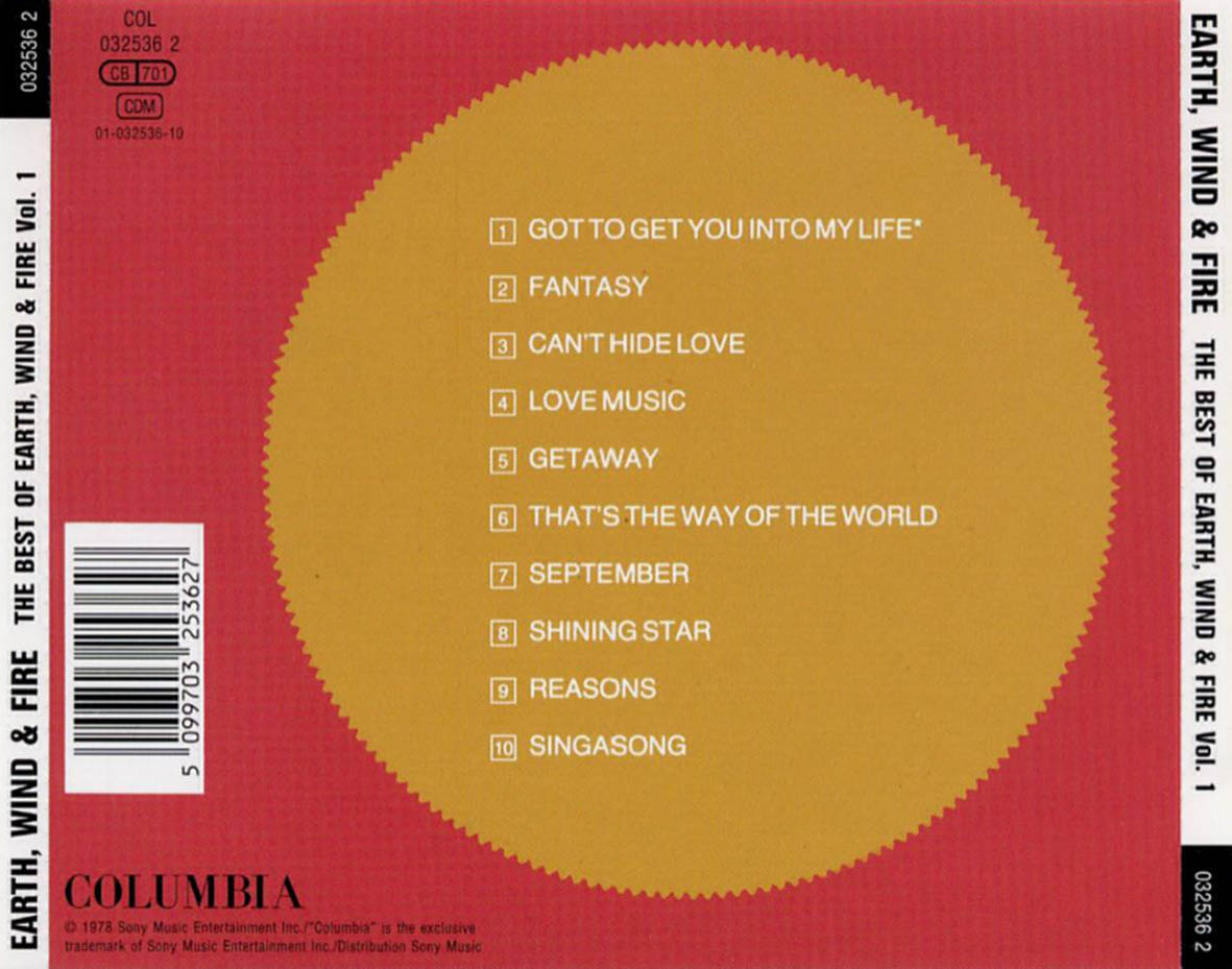 Earth, Wind & Fire  The Best Of Earth, Wind & Fire Volume 1 : Back